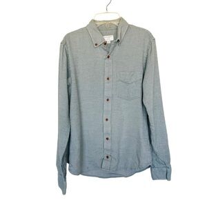 Club Monaco Mens Slim Fit Button Down Shirt Green White Microstripe